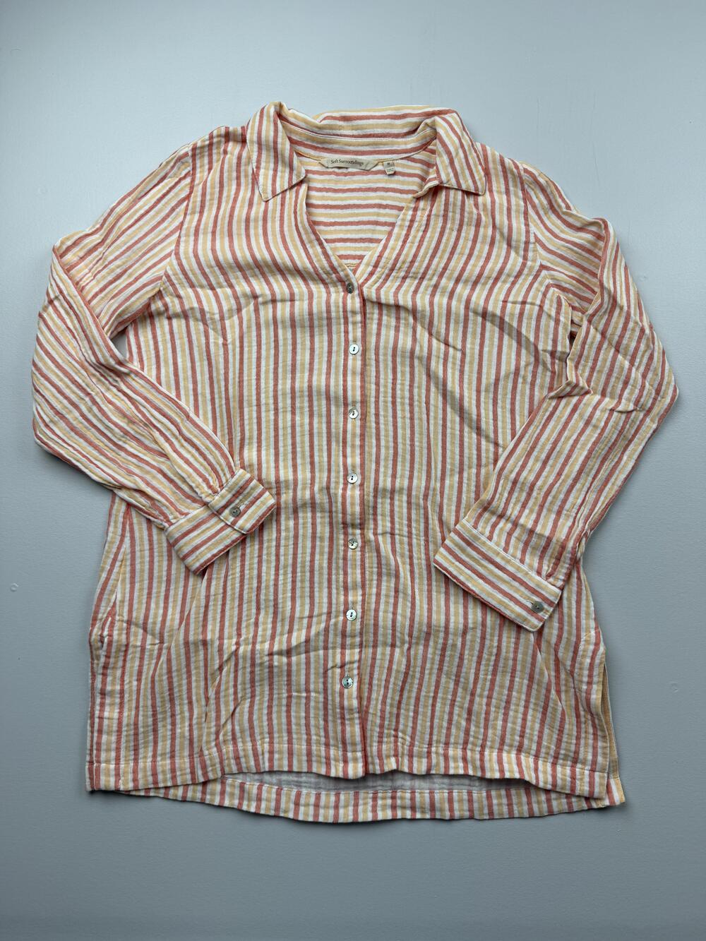 Soft Surroundings Shirt Womens Medium Multicolor Button Up Long Sleeve Tunic